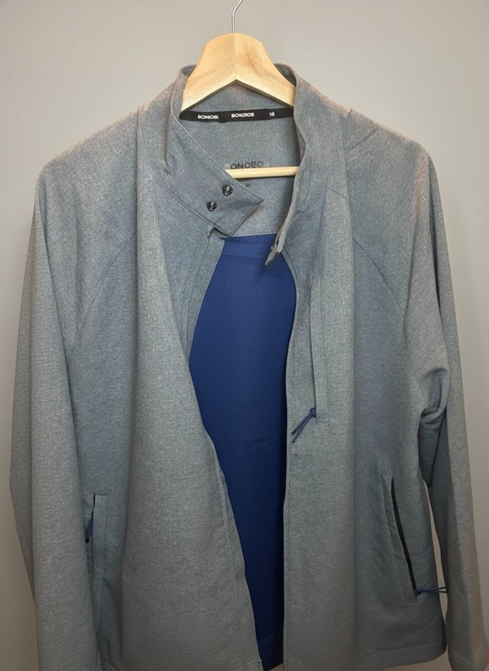 Bonobos Golf Jacket Mens Medium Gray Full Zip Pockets Mesh Lined NWOT